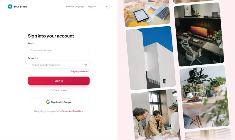 Custom GoHighLevel login page with the Photo wall design