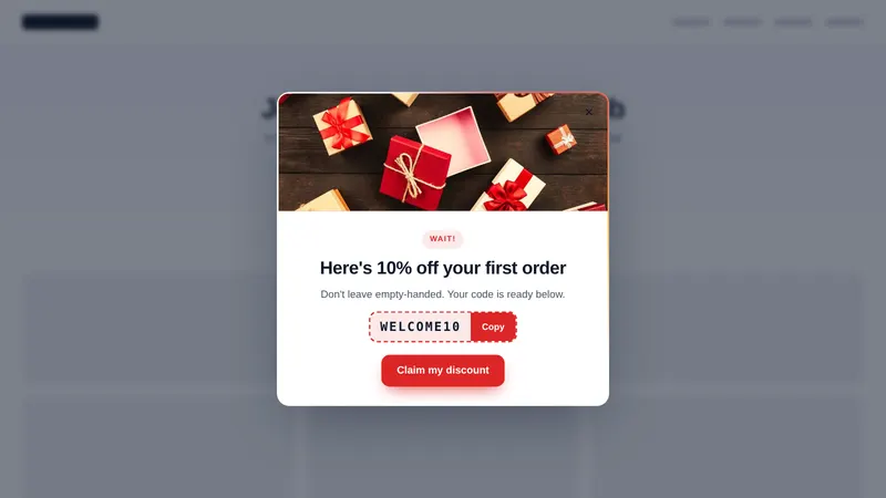 Exit intent popup over a sample car wash website